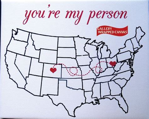 canvas your my person long distance us map gift: quote ...