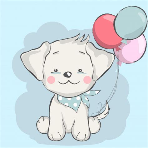 Cão bebê fofo com desenhos animados de balão | Baixar ...