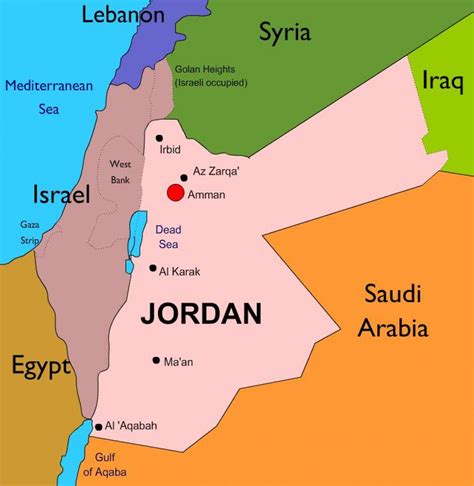 Capital of jordan map   Map of capital of jordan  Jordan