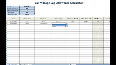 Car Mileage Allowance Expense Calculator for Self Employed ...