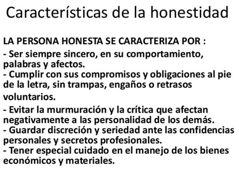 Características de la honestidad   Honestidad.org