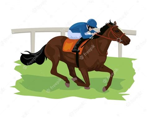 Caricatura de caballo con jinete en la carrera de caballos ...