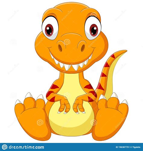 Caricatura Del Bebé Tirannosauro Dinosaurio Sentado Ilustración del ...