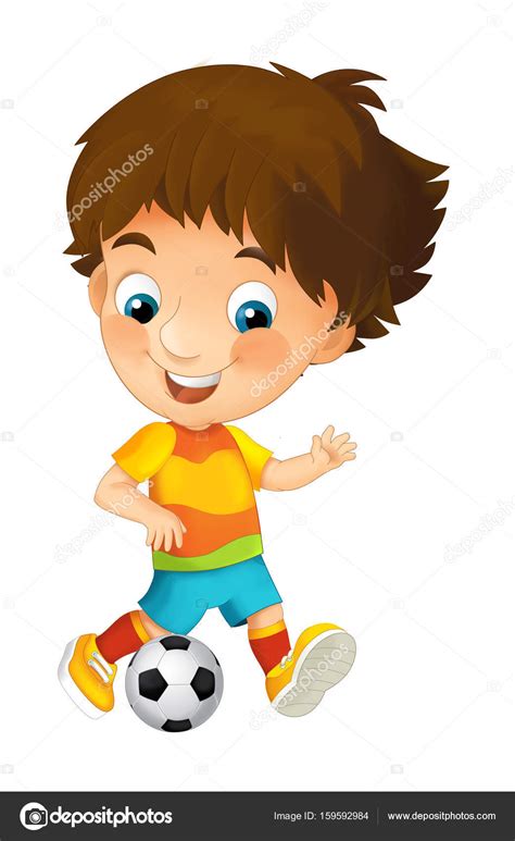 Caricaturas jugando futbol | niño de dibujos animados ...