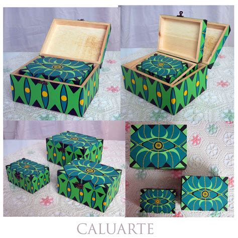 Carlos Rubio : Conjunto de cajas de madera pintadas a mano.