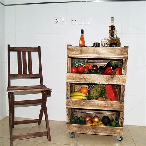 Carrito modular para verduras y frutas hecho de madera de #palet ...