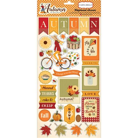 Carta Bella Autumn Collection 6 x12 Chipboard Accents