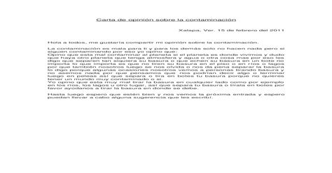 Carta de Opinin Sobre La Contaminacin   [DOCX Document]