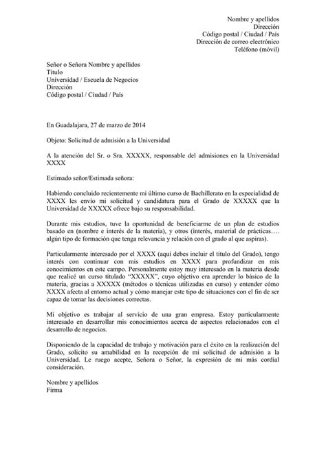 Carta De Solicitud De Admision A Universidad   Compartir Carta