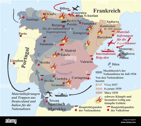 cartography, historical maps, Spain, Spanish Civil War ...