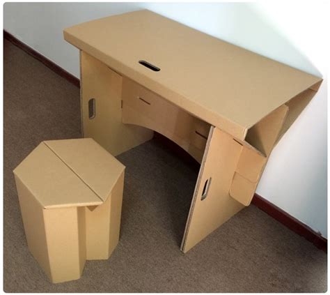 Cartón bricolaje muebles de mesa de papel con la silla ...