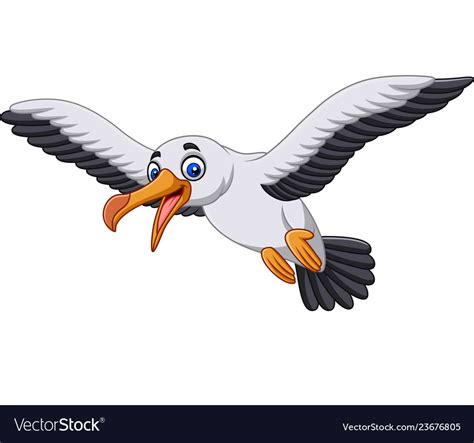Cartoon albatross bird flying Royalty Free Vector Image