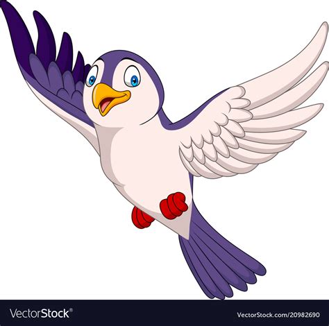 Cartoon bird flying isolated on white background Vector Image