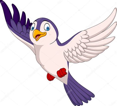 Cartoon Bird Flying Isolated White Background — Stock ...