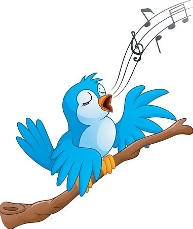Cartoon Bird Sing On The Branch Stock Illustration ...