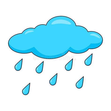 Cartoon cloud with rain drops isolated on white background. , # ...