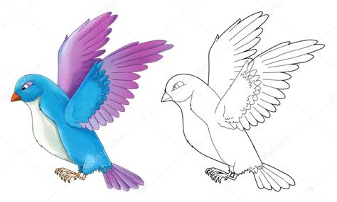Cartoon exotic colorful bird   flying — Stock Photo ...