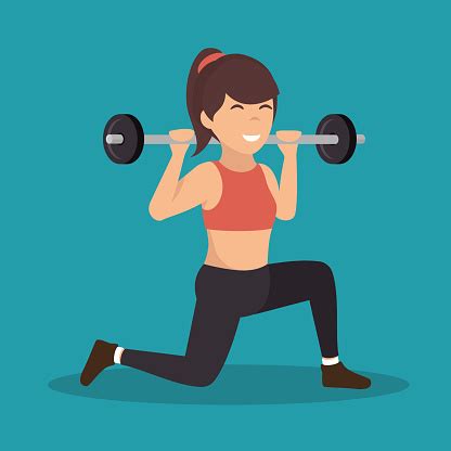 Cartoon Girl Holding Weight Gym Stock Illustration Download Image Now ...