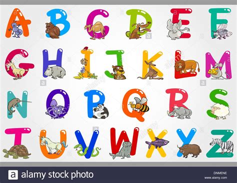 Cartoon Illustration of Colorful Alphabet Letters Set from ...