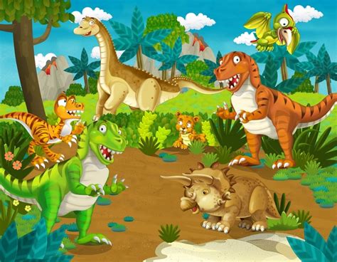 Cartoon Jurassic Park Dinosaur Land Forest Animals Photo ...