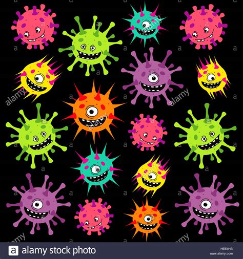 Cartoon viruses, germs or bacteria pattern. Funny colorful ...