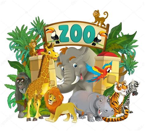 Cartoon zoo   illustration for the children — Stock Photo ... | Cartoon ...