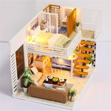 Casa De Muñecas En Miniatura De Madera Para Armar   $ 490.54 en Mercado ...