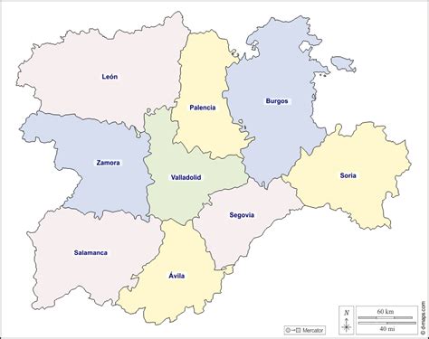 Castilla y León Mapa gratuito, mapa mudo gratuito, mapa en ...