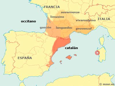 catalán, una de las 9 ramas románicas  occitano en Francia    M Sur