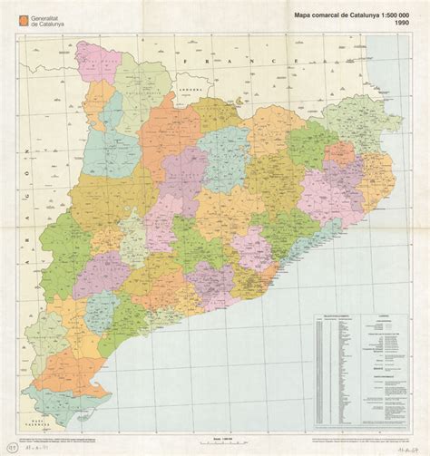 Cataluña  Comarcas . Mapas generales. 1990