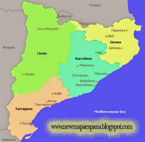 Cataluña Mapa Región Política | Mapa Espana Político Región Provincia ...