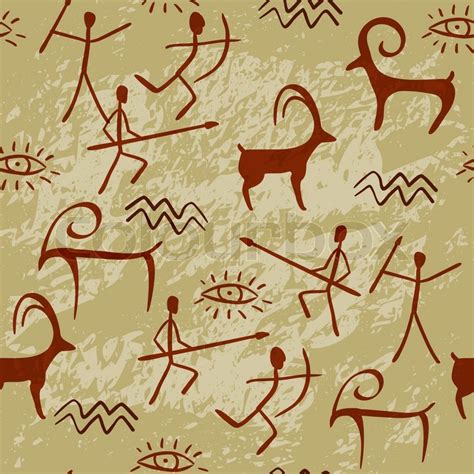 Cave Painting Seamless Pattern | Stock vector | Colourbox