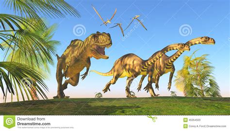 Caza Del Dinosaurio De Yangchuanosaurus Stock de ilustración Imagen ...