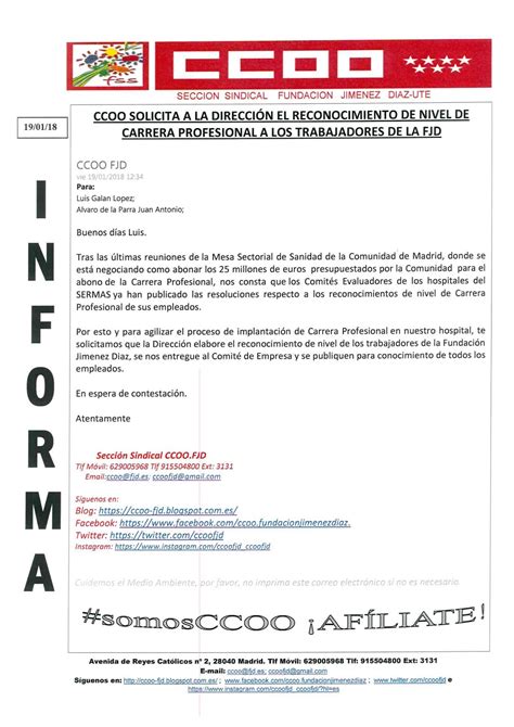 CCOO Fundación Jiménez Díaz: CCOO Solicita el ...