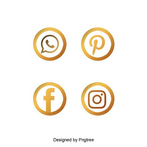 Cepillo De Oro Los Iconos Sociales Vector PNG Oro Golden ...