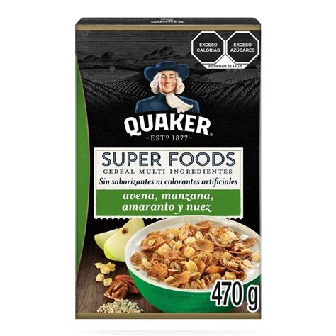 Cereal de avena Quaker Super Foods manzana amaranto y nuez 470 g | Walmart