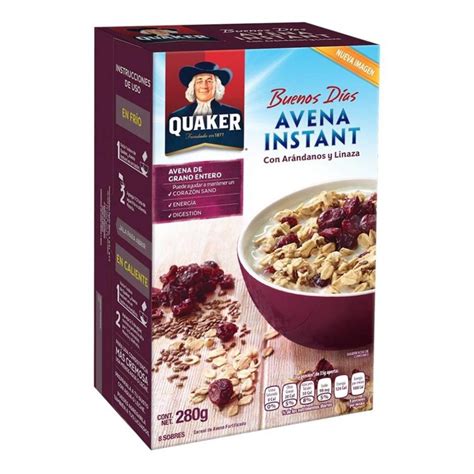 Cereal Quaker avena instant plus con arándanos y linaza 280 g | Walmart
