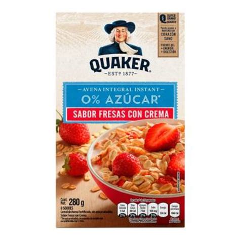 Cereal Quaker avena instant sabor fresas con crema 0% azúcar 280 g ...
