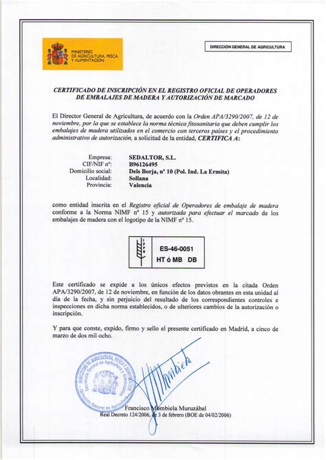 Certificaciones   Palets de madera en Valencia · Alredes