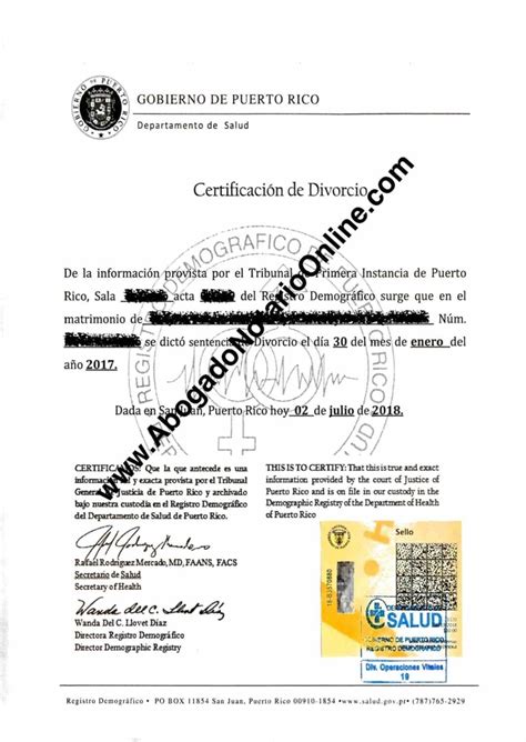 Certificado de Divorcio Puerto Rico | Abogado Notario Online