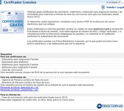 Certificado Gratuitos Registro Civil Online. ~ Info Petorca