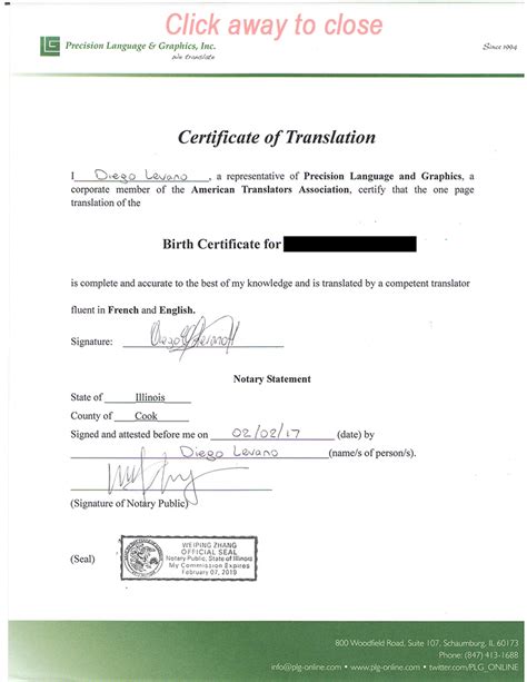 Certified Document Translation Services, Birth ...