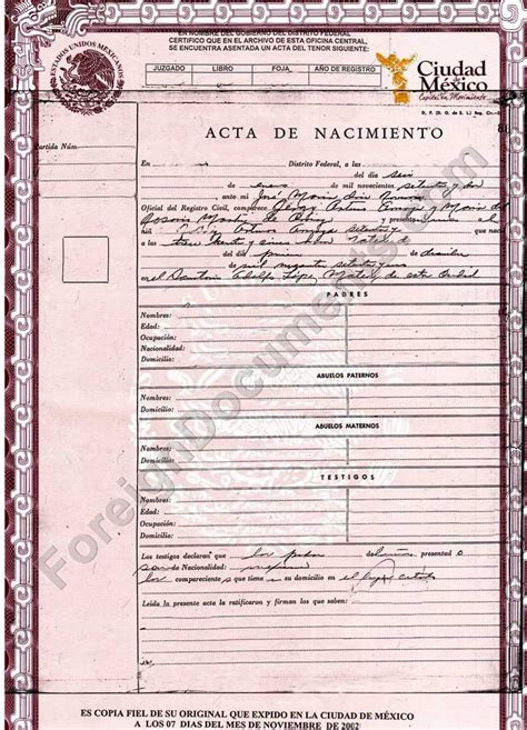 Certified Spanish Translation: Mexican Birth Certificate ...