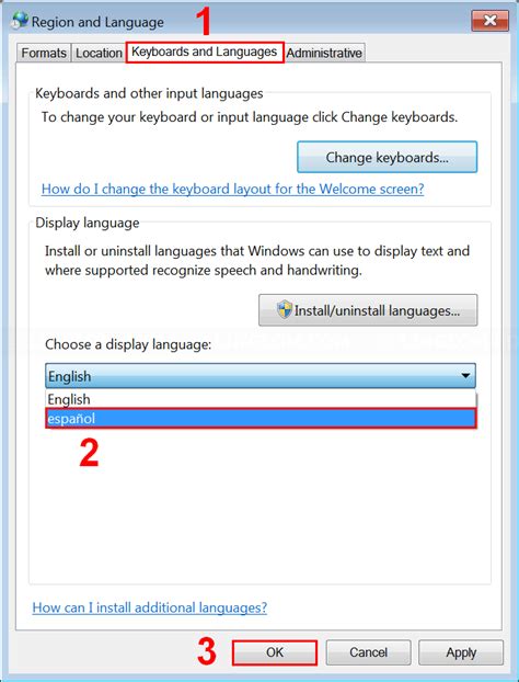 Change display language on Windows 7   Linglom.com