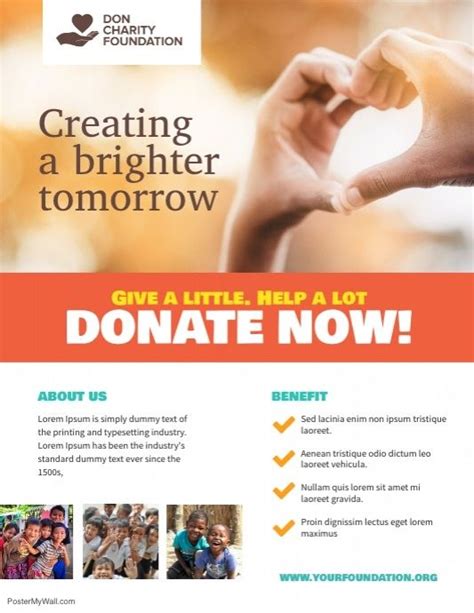 Charity Donation Fundraising Flyer Poster Template | Fundraiser flyer ...