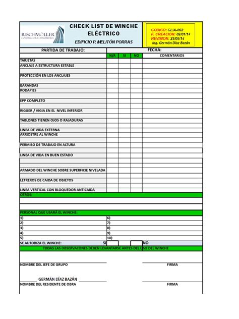 Checklist Verificación Electrico | PDF