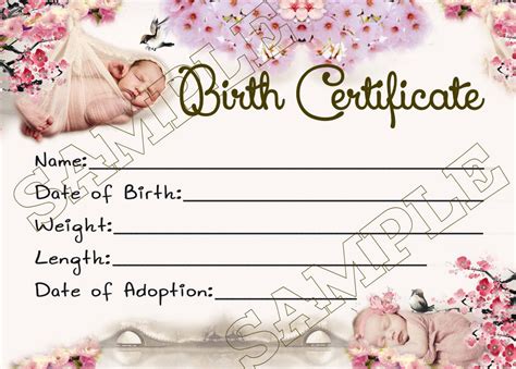 CHERRY BLOSSOMS Reborn Baby Doll Birth Certificate Instant
