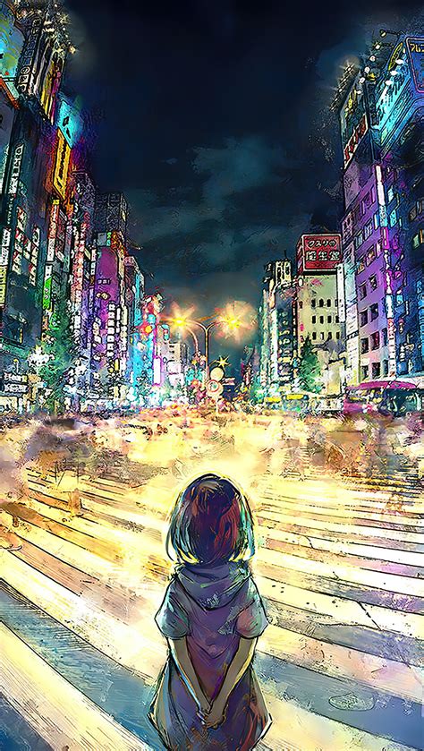 Chica Anime en Tokio Artwork Fondo de pantalla 4k Ultra HD ID:4645