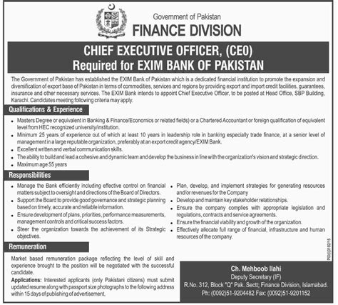 Chief Executive Officer,  CEO  Jobs At EXIM Bank Of ...