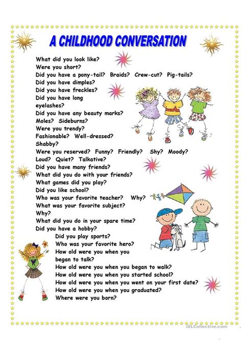 CHILDHOOD CONVERSATION SIMPLE PAST   English ESL ...